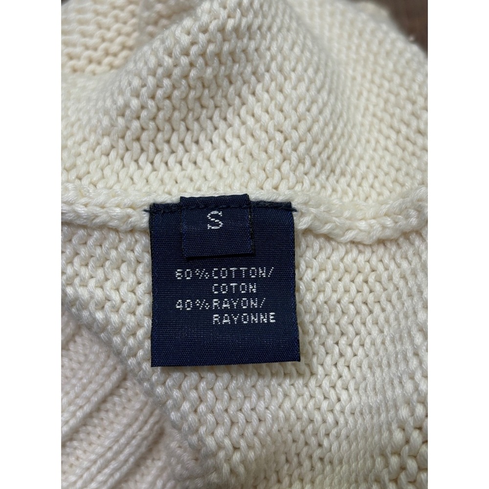 Vintage Ralph Lauren Cream Cotton Turtleneck Short Sleeve Sweater S Old Money - Picture 4 of 8